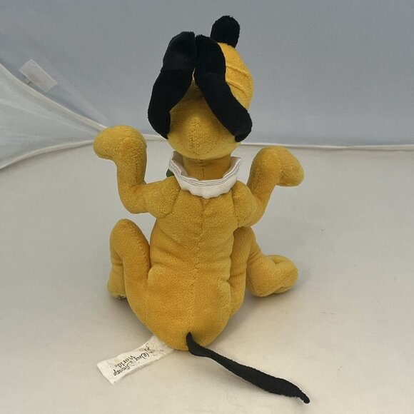 Walt Disney World Pluto Plush Stuffed Animal Green Bow Tie Castle Stamp On Paw - Picture 8 of 16